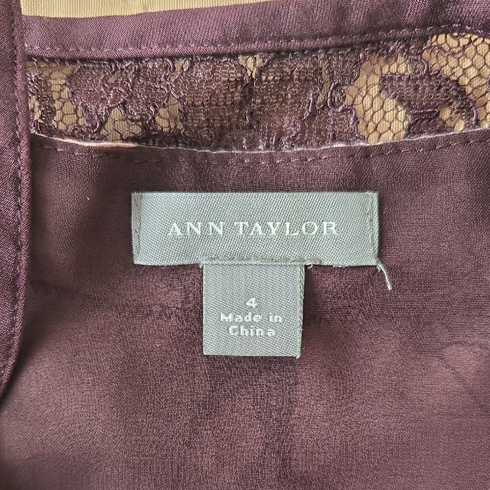 Ann Taylor Lace Trim Floral Camisole Silk - Picture 2 of 5